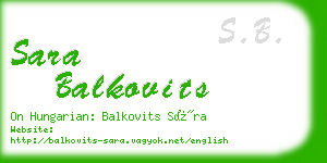 sara balkovits business card